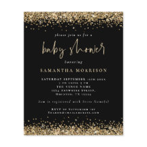 PAPPER Guld Glitter Flicka Pojke Bebis Shower Svar