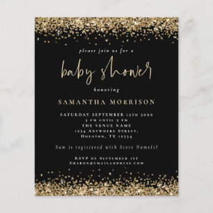 PAPPER Guld Glitter Flicka Pojke Bebis Shower Svar Flygblad
