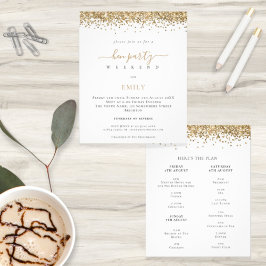 PAPPER | Guld Glitter Hen Helg Intern Inbjudan Flygblad