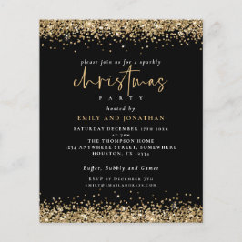 PAPPER | Guld Glitter jul Party Svarta Inbjudan Flygblad