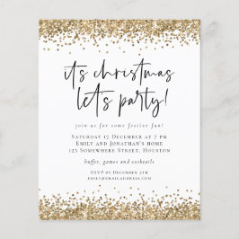 PAPPER | Guld Glitter-julen Les Party Inbjudan Flygblad