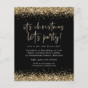 PAPPER Guld Glitter-julen Letter Party Black Flygblad
