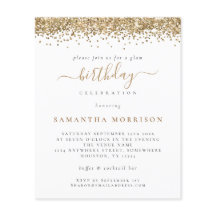 PAPPER | Guld Glitter, oavsett ålder, Födelsedagsf