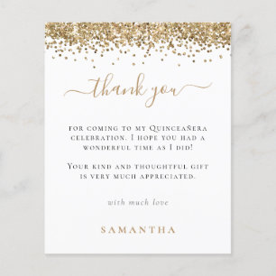 PAPPER Guld Glitter Photo Quinceanera Tack Flygblad