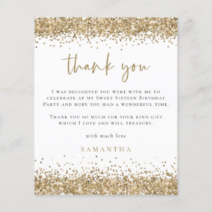 PAPPER Guld Glitter Photo Sweet sixteen Tack Flygblad