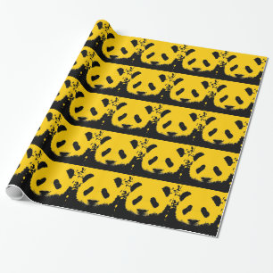 Papper gult Panda-julklapp Presentpapper