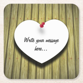 Papper handskriven skript för Heart Underlägg Papper Kvadrat