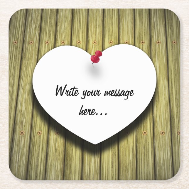 Papper handskriven skript för Heart Underlägg Papper Kvadrat (Framsidan)