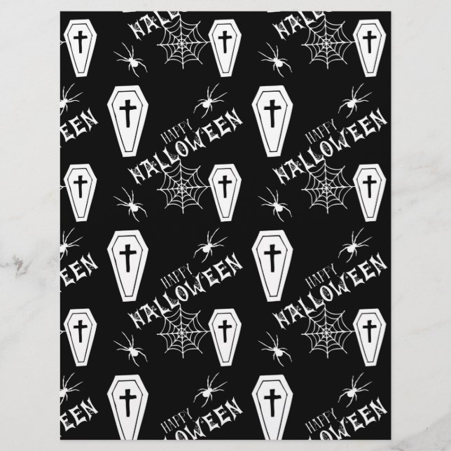 Papper happy halloween Spiders & Coffins Scrapbook (Framsida)