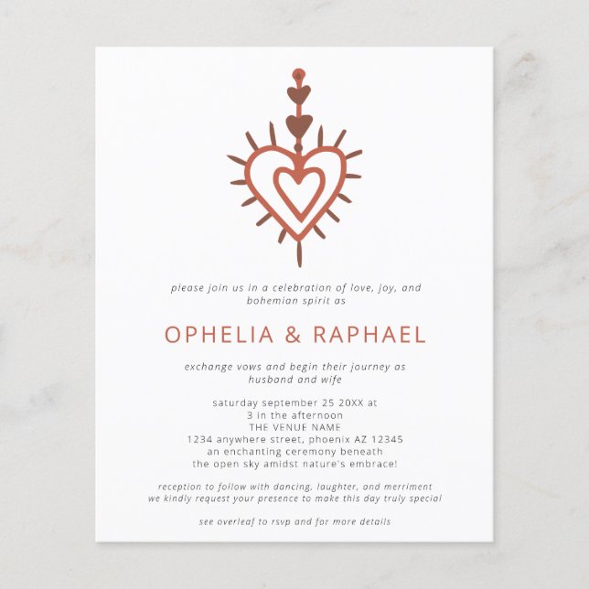 PAPPER Heart Dreamcatcher Terracotta QR Bröllop Flygblad (Framsidan)