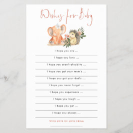 PAPPER | Hedgehog Elephant Önskemål for Baby Showe Flygblad