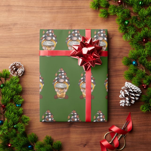 Papper Helgdag av kafé Gnome Wrapping Presentpapper (Julgåva)