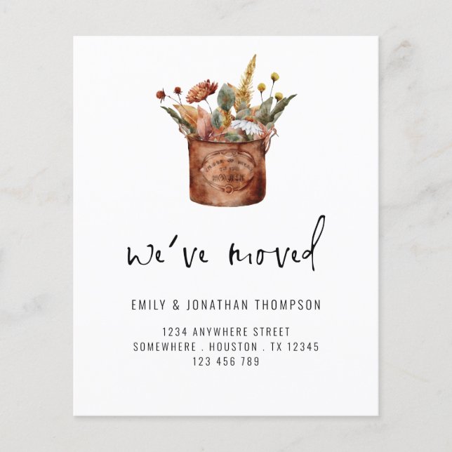 PAPPER | Höstblommor Vi har Flyttat Nya adress Flygblad (Framsidan)