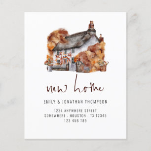 PAPPER Hösten Färg Cottage New Home Adress Flygblad