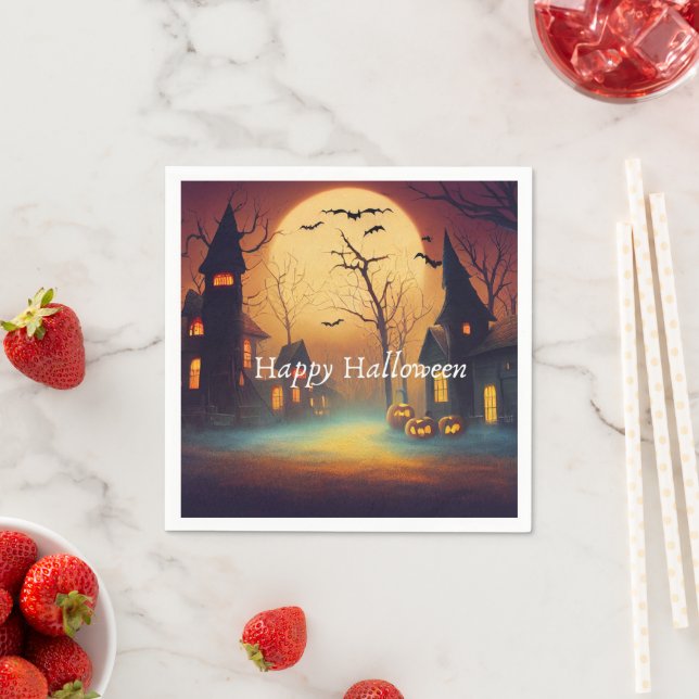 Papper i åderförd slott Halloween fest Pappersservett (Insitu)