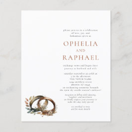 PAPPER inbjudan till Boho Ringar Bohemian Wedding Flygblad