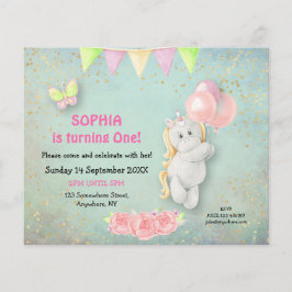 PAPPER | Inbjudan till Cute Unicorn första födelse Flygblad