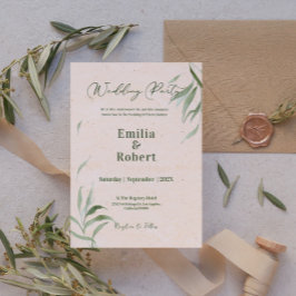 Papper inbjudan till Dusty Grönt Foliage Beige Cra