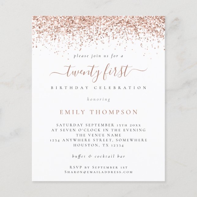 PAPPER inbjudan till Ro Glitter Girly på 21:a plat Flygblad (Framsidan)