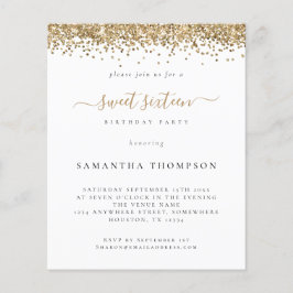 PAPPER | Inbjudan till Sweet sixteen Guld Glitter Flygblad