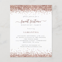 PAPPER | Inbjudan till Sweet sixteen Ro Guld Glitt Flygblad