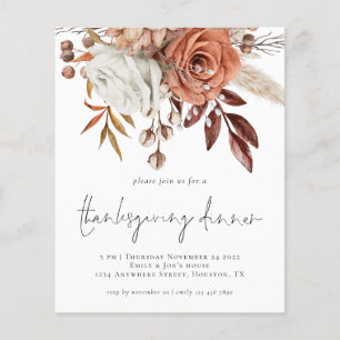 PAPPER inbjudan till Thanksgiving för Rustic Fall Flygblad