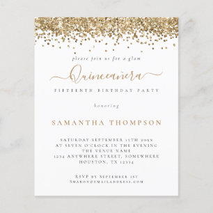 PAPPER   Inbjudan till Trendig Guld Glitter Quince Flygblad