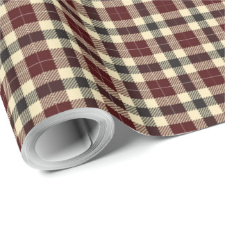 Papper inkapsling av Burgundy och Black Tartan Pla Presentpapper