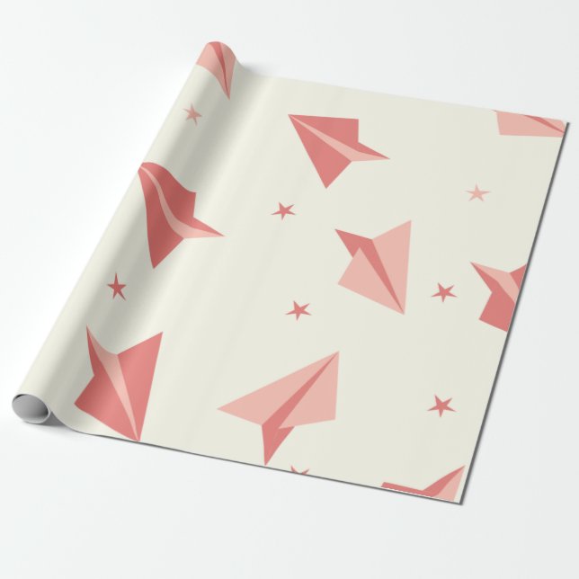 Papper inkapsling av Cute Pastel Airplane Mönster  Presentpapper (Utrullad)