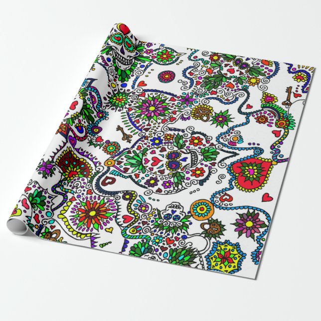 papper inkapsling av day of the dead Candy Skull Presentpapper (Utrullad)