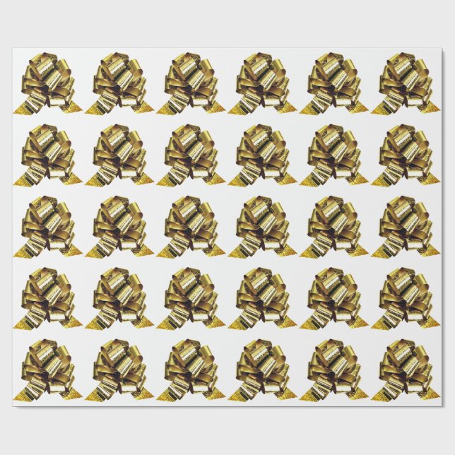 Papper inkapsling av guld Bow White Presentpapper (Platt)