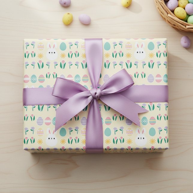 Papper inkapsling av påsk Mönster Presentpapper (Sweet Easter Bunny & Floral Wrapping Paper)