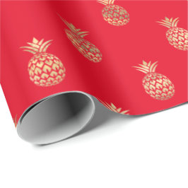 Papper inkapsling av Tropical Red Guld Pineapple M Presentpapper