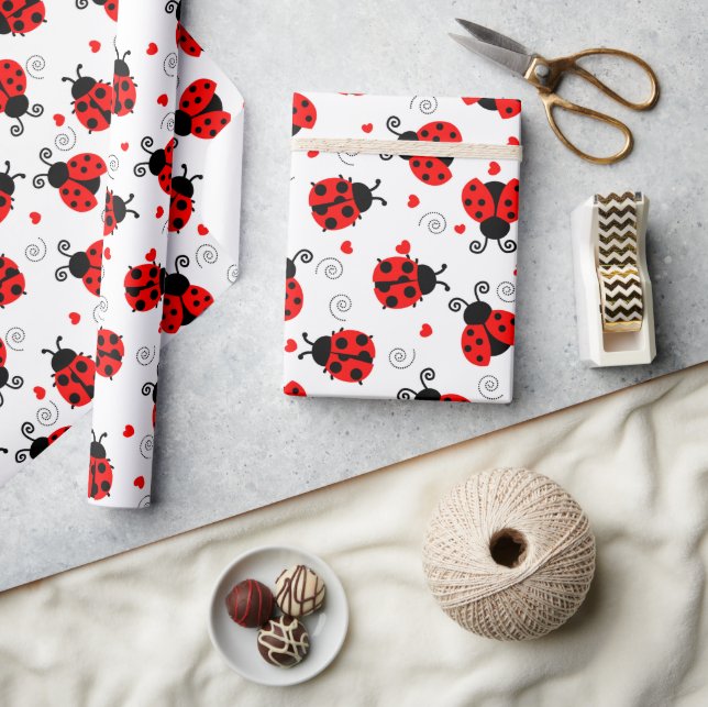 Papper innerförpackning av Cute Ladybug mönster Presentpapper (Hantverk)