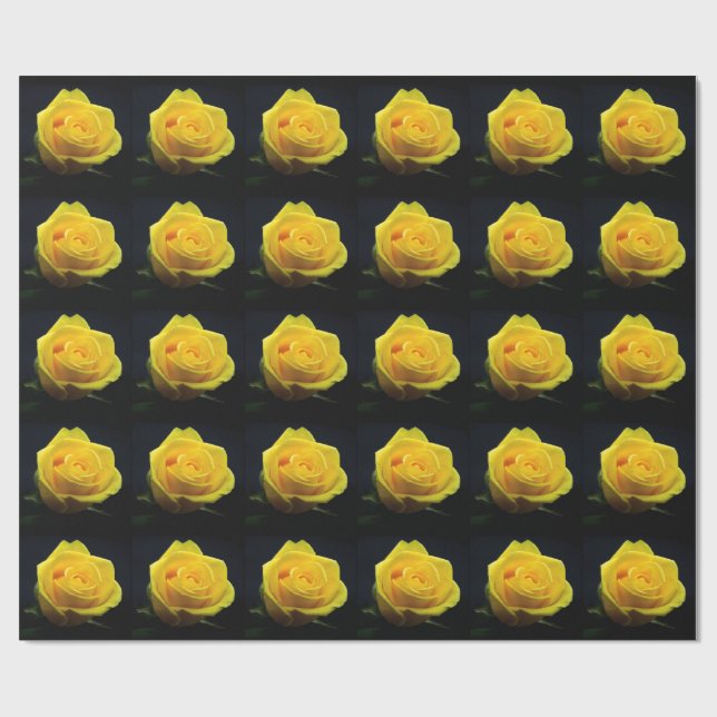 Papper inslagning av alla hjärtans dag i gul ros presentpapper (Platt)