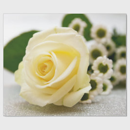 Papper inslagning av alla hjärtans dag i vit ros presentpapper