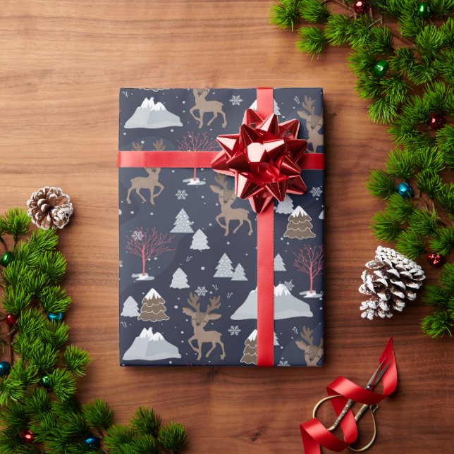 Papper  inslagning av  fjällande hjort presentpapper (Julgåva)