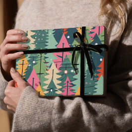 papper inslagning av julgran Modern mönster Presentpapper