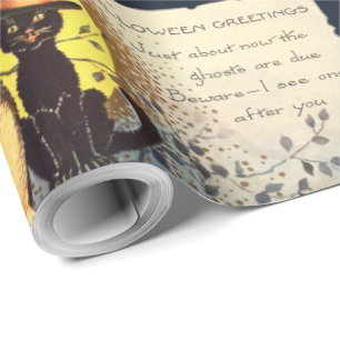 Papper inslagning av katt och Uggla Halloween Presentpapper
