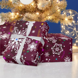 papper inslagning av maronsnöflake mönster presentpapper