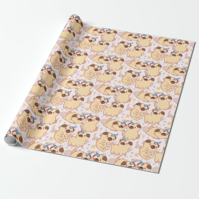 Papper inslagning av Pugs Presentpapper (Utrullad)