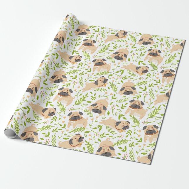 Papper inslagning av Pugs Presentpapper (Utrullad)