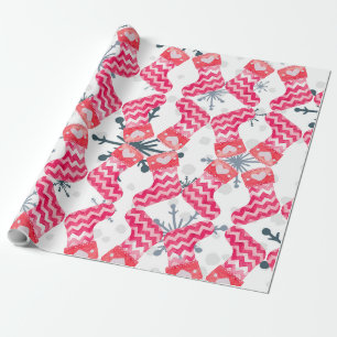 Papper inslagning av Snöflingor i Cute Red Stockin Presentpapper