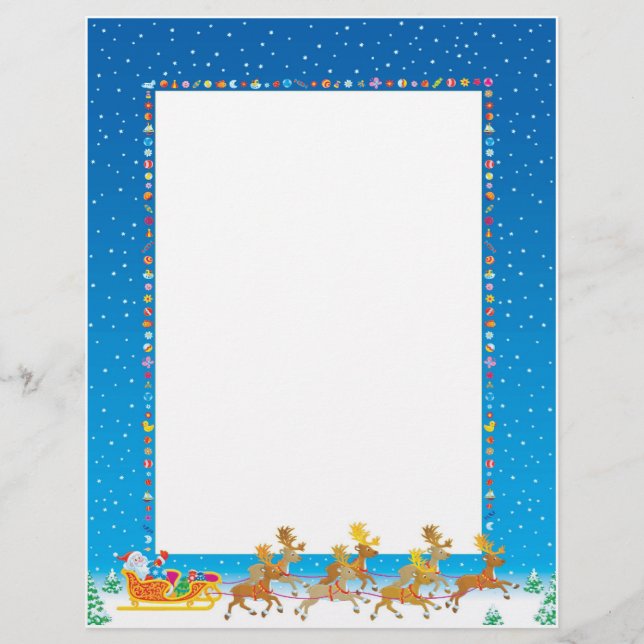 Papper jul Brev - Santa in Sleigh Design (Framsida)