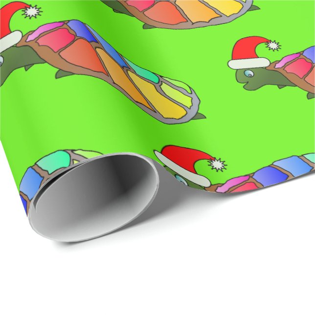 Papper jul för Cute Santa Turtle Mönster Presentpapper (Rullad Hörn)