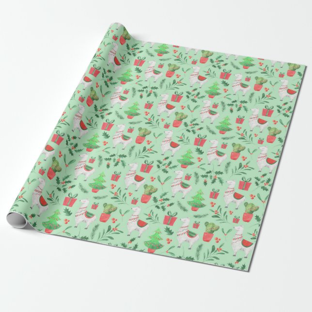 Papper Jul Llama Wrapping Presentpapper (Utrullad)
