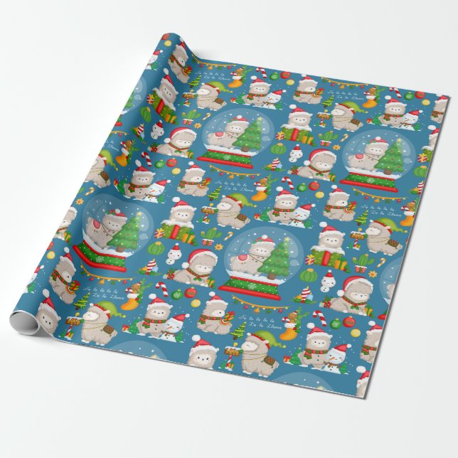 Papper Jul Lllamas Wrapping Presentpapper (Utrullad)