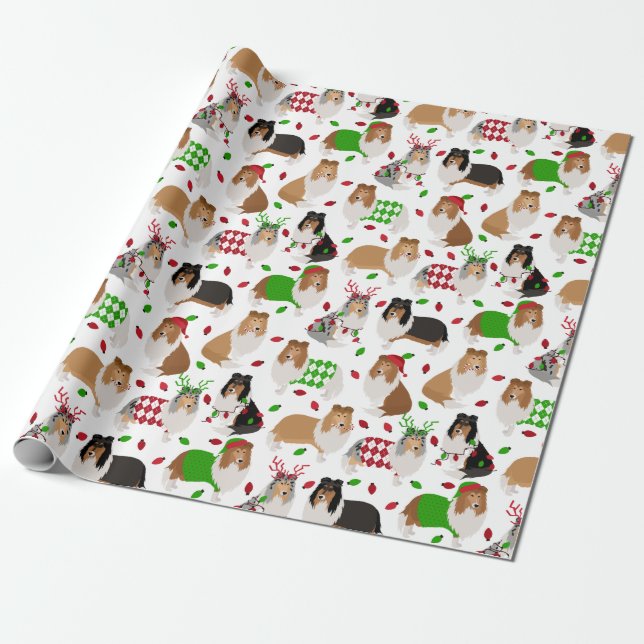 Papper julafton Collie Wrapping Presentpapper (Utrullad)