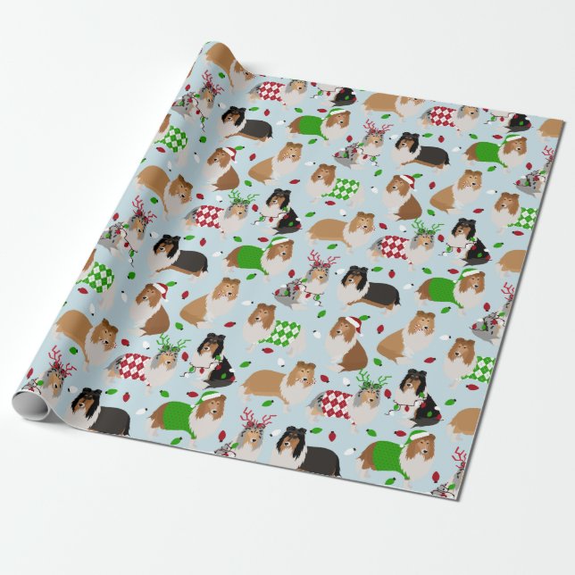 Papper julafton Collie Wrapping Presentpapper (Utrullad)
