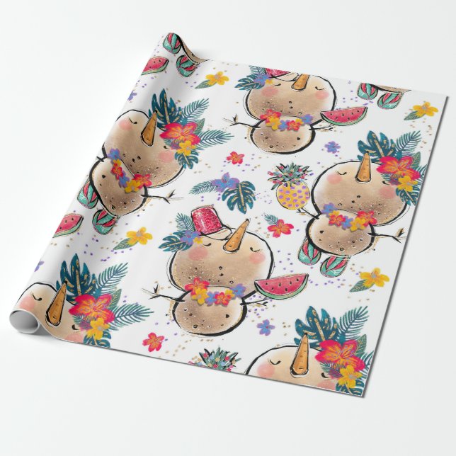 Papper julafton för den tropiska Helgdag Presentpapper (Utrullad)